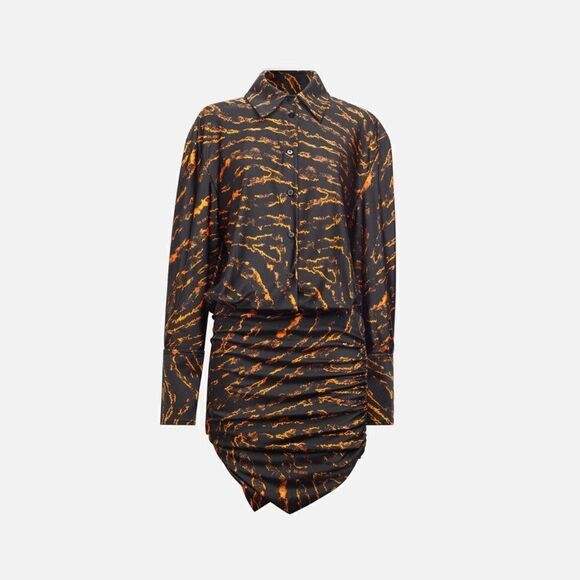 NWT The Attico Mini Black Shirt Dress Tiger Abstract Patterned 970€ Size S - Picture 9 of 17